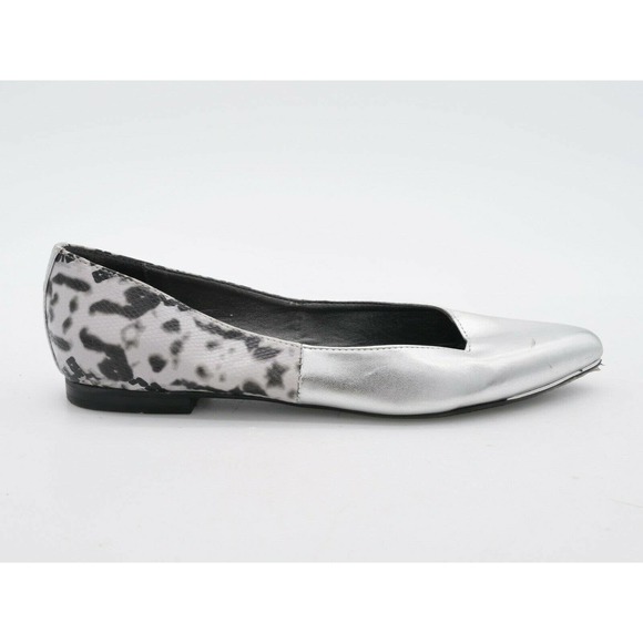 Sam Edelman Flats Womens 6.5 Silver Faux Leather Ellissa Snake Print Pointed Toe - Picture 4 of 8
